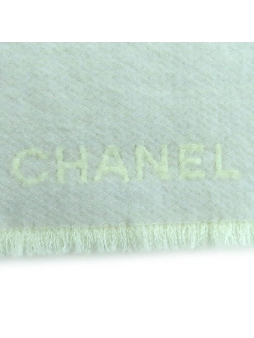 Chanel Coco Mark Quilted Design With Fringe Wool Large Shawl Gray - Picture 8 of 14